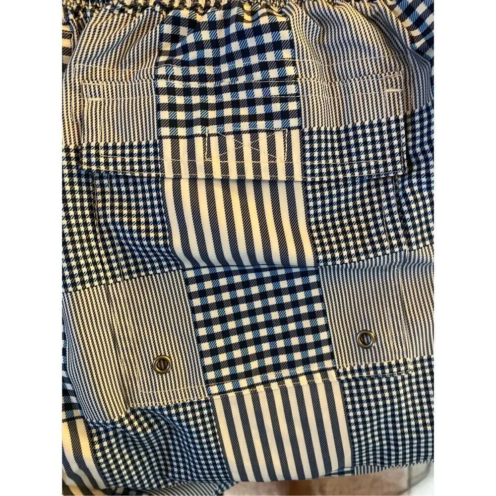 Brooks brothers men’s Patchwork blue and white swimming trunks size medium